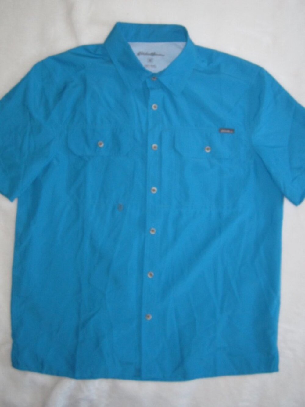 NWT EDDIE BAUER Woven Tech Short Sleeve Performance Button Up Shirt Men's Medium